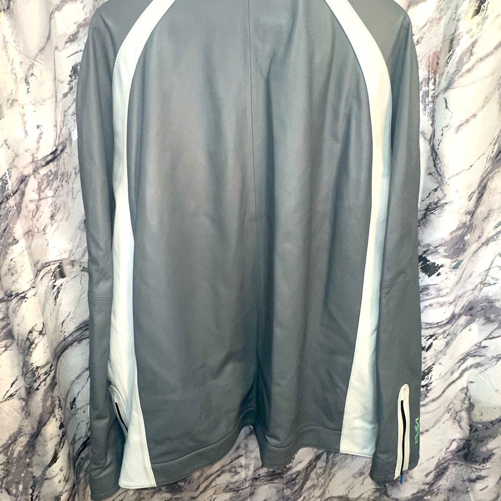 Rare Vintage Jordan Brand BHM edition 100% Leather Cool Gray Motorcycle Jacket - Picture 9 of 15